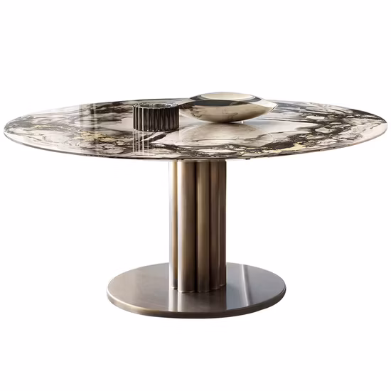 소결된 돌 세라믹 거실 대리석 커피 세트 LED 둥근 현대 가정 가구 식탁