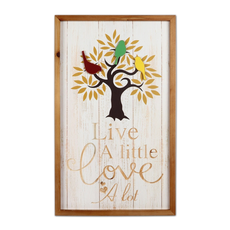 New Arrival Exclusive Design Home Decoration Wall Framed Graphics Framed Art with Tree and Birds MDF Wall Hanging