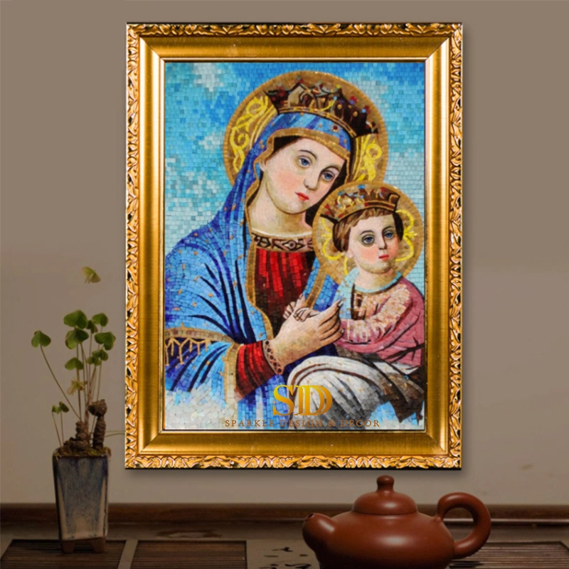 Master Glass Mosaic Artwork Religious Christian Glass Mosaic Murals with Frame for Wall Decoration