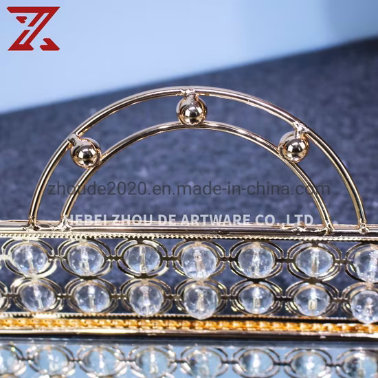 도매 홈 장식 원시 유리 트레이 허영 골드 금속 거울 크리스탈 스토리지 장식 트레이 제공